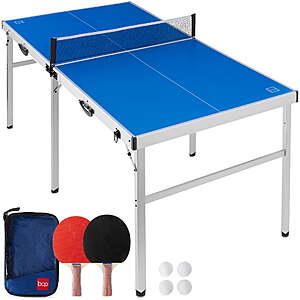 Best Choice Products 6x3 Foot Portable Ping Pong Table, Folding Mid-Size Indoor Outdoor Table Tennis Set - Blue $149.99