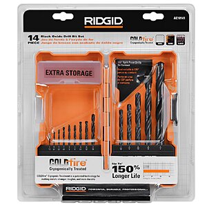 $8.99, FS, Blemished RIDGID 14 PC. Black Oxide Drill Bit Set, Direct Tools Outlet