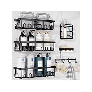 Veken 6-Pack Stainless Steel Shower Caddy Set w/ Soap Dish & Toothbrush Holder $13.99 + Free Shipping w/ Prime or $6 Fee per Order