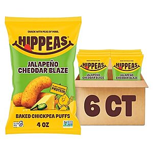 [SnS, AC] $14.24 | 6-Pack 4-Oz HIPPEAS Chickpea Puffs (Vegan Nacho Vibes) at Amazon
