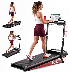 RHYTHM FUN Incline Treadmill with Desk, Folding Walking Pad with Handle Bar $159.99