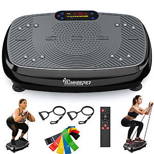 SLIMKEEPER Vibration Plate Exercise Machine for Home Fitness & Whole Body Workout, 330 Lbs Capacity, with 2 Loops, 5 Resistance Bands & Remote Control $58.96