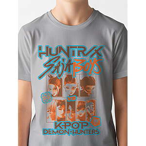 2-Piece Set T-Shirts, K-Pop Demon Hunters Boys' Silver and Charcoal Size 14-16 $8.09