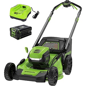 Greenworks - 80-Volt 21-Inch Self-Propelled Lawn Mower with 4.0Ah Battery and Charger - Green $349.99