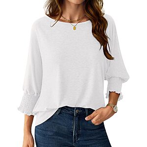 NORACORA Women's 3/4 Sleeve Top with Smocked Cuffs – $4.58