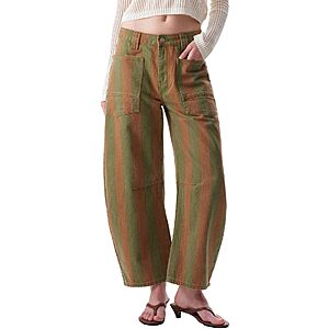 ONESO Barrel Jeans for Women, Low Waist 26'' Inseam, Relaxed Barrel Wide Leg, Patch Pockets, Trendy Loose Fit $59.99