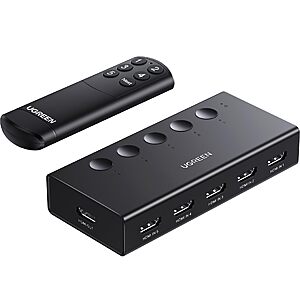 UGREEN HDMI Switch 5 in 1 Out, 4K@60Hz, with Remote, CEC, HDMI Splitter $25.99