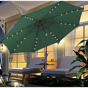 Ainfox 10 ft Green Round Market Patio Umbrella with Lights, UV Resistant $35.99