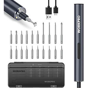 WORKPRO 20 in 1 Mini Electric Screwdriver with S2 Steel Bits $20.69 + Free S&H w/ Walmart+ or $35+