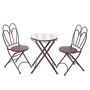 HSN New Customer: 3-Piece Improvements Wrought Iron Scallop Bistro Set (Brown) $74.97 + Free Shipping