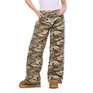 Forever 21 Women's Low Rise Baggy Fit Jeans with Side Stripes and Bow Accents, Green, Sizes 0-8 $10.68