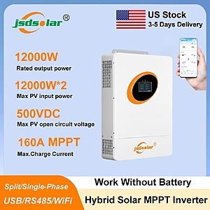 jsdsolar 12KW 48V Hybrid Solar Inverter Split Phase 120V/240V $1035 + Free S/H