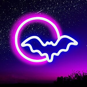 Amazon – SEMETOR LED Moon & Bat Neon Wall Sign - $9.59 w/ Code