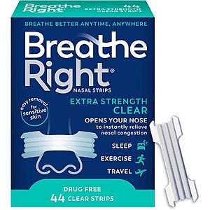 [S&S] Breathe Right Nasal Strips, Extra Strength, Nasal Congestion, Clear, 44ct $16.12