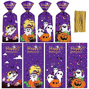 60-Count PADELO Halloween Treat Candy Bags w/ Twist Ties (4 Styles) $3.99 + Free Shipping w/ Prime or on $35+