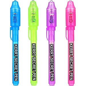 4-Count KERRT Invisible Ink Pen with UV Light Secret Message Pen for Kids $4.19 + Free Shipping w/ Prime or on $35+