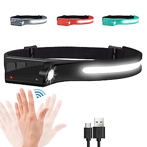 EGUKU Rechargeable Headlamp, 230° Wide Beam 1200LM 5 modes LED Head Lamp for Adults $7.62 AC