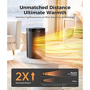 BREEZOME Space Heater,1500W PTC Ceramic Portable Electric Heaters,Black $22.79