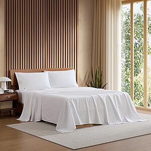 $20* | Lacoste 100% Cotton Percale 3-Piece Sheet Set, White, Twin XL at Amazon
