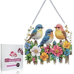 Koikify Bird & Floral Diamond Painting Hanging Ornament Kit $4.99 + Free Shipping w/ Prime or on $35+