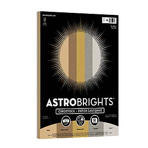 Astrobrights Cardstock, 8.5" x 11", 65 lb/176 Gsm, Natural Assortment, 50 Sheets $5.57