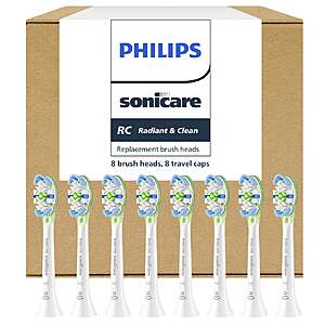 Philips Sonicare RC Radiant & Clean All-In-One Replacement Electric Toothbrush Heads, Soft Bristle, 8-pack Black or White $49.99 + $3.99 Shipping Costco.com