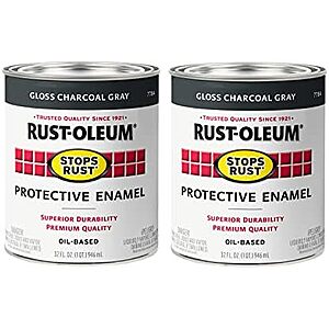 $18.99 | 2-Pack 32-Oz Rust-Oleum Stops Rust Brush On Protective Enamel Paint (Gloss Charcoal Gray) at Amazon