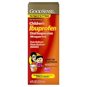 4-Oz GoodSense Children's Ibuprofen Oral Suspension Pain Reliever & Fever Reducer (Berry) $3.67 + Free Shipping w/ Prime or on $35+