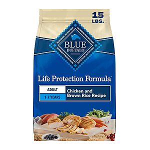 15-Lb Blue Buffalo Life Protection Formula Chicken & Brown Rice Adult Dry Dog Food $21.99 w/ S&S + Free Shipping w/ Prime or on $35+