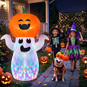 $19.89 FS Walmart+ by GVDV 5Ft Halloween Inflatables Pumpkin Ghost Decorations with Colorful LED Lights, Halloween Blow Ups Indoor/Outdoor Decor