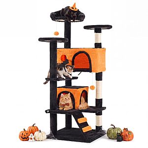 54" Multi-Level Cat Tree Tower w/ Sisal Scratching Posts & 2 Condos $44.79 + Free Shipping