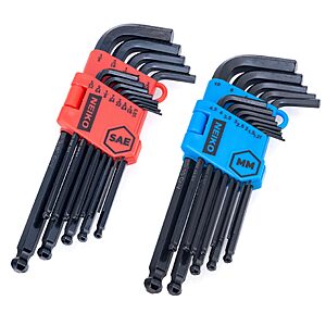 NEIKO 01103A Metric and Standard Allen Wrench Set, 26 Piece Ball End Hex Key Set, Long, 1.27mm to 10mm & 0.05” to 3/8" Free Shipping w/ Prime or on orders $35+ | $12.3