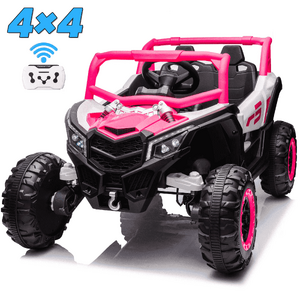 Joyracer 4WD 24 Volt Ride on Toys, 2 Seater Power Car wheels with Remote Control, Bluetooth, Spring Suspension, LED Light, Pink $205.97