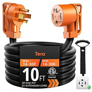 Tera 10' 30A Heavy-Duty RV & Dryer Extension Cord (NEMA 14-30P to 14-30R) $20.23 + Free Shipping w/ Prime or on $35+