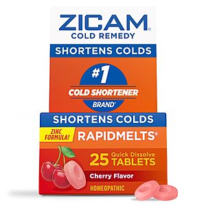 25-Count Zicam Cold Remedy RapidMelts Tablets (Cherry) $6.59 w/ S&S + Free Shipping w/ Prime or on $35+