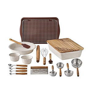 20-Piece Pioneer Woman Vintage Lace Ceramic Bakeware Set w/ Acacia Wood $47.97 + Free Shipping