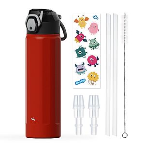22-Oz Konokyo Insulated Stainless Steel Water Bottle w/ Push-Button Flip Lid & Straw (Red) $13.77 + Free Shipping w/ Prime or on $35+