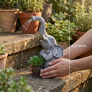 Lyeasw Solar Elephant Statue - $13.49 After coupon