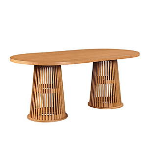 Beautiful by Drew Oval Dining Table, Warm Honey or Rich Black - $188