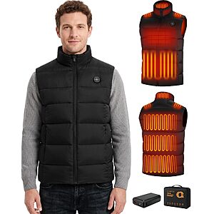 Men's Heated Vest with 16000mAh Battery,15 Heating Zone Heated Vest for Men | 10+ HRS of Warmth,4 in 1 Smart Control,3 Heating Modes,Light-Off Design,Machine Washable $47.99