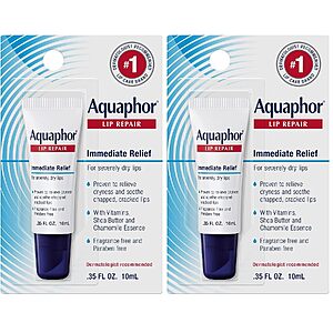 2-Pack 0.35-Oz Aquaphor Lip Repair Ointment Tubes $4.52 w/ S&S + Free Shipping w/ Prime or on $35+