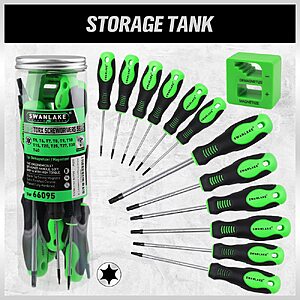 SWANLAKE 13-Piece Magnetic Torx Screwdriver Set (T5–T40) $14.99 + Free Shipping w/ Prime or on $35+