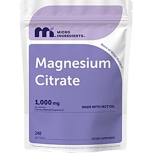 240-Count Micro Ingredients Magnesium Citrate 1000mg Softgels $9.99 + Free Shipping w/ Prime or on $35+