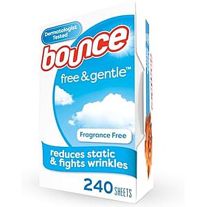 [SnS, AC] $24.77* | 4 × 240-Count Bounce Free & Gentle Dryer Sheets (Unscented) ($6.19 each) at Amazon