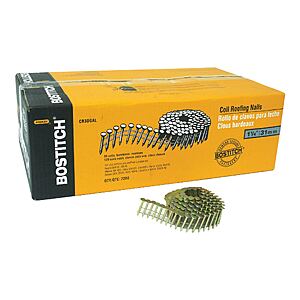 $45.48 LOWES Bostitch 1-1/4-in 15 -Degree Smooth Shank Galvanized Collated Coil Roofing Nails 7200 -Per Box