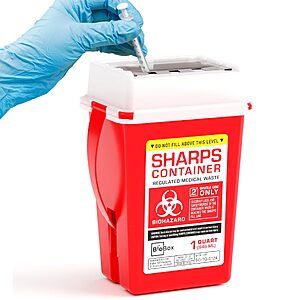 $5.52 S&S Clip Q AMZ Sharps Container - Small Sharps Containers for Home Use, Travel & Disposal 1 Quart (Pack of 1),  (also larger sizes)