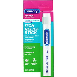 0.47-Oz Benadryl Extra Strength Itch Relief Stick for Insect Bites $1.41 w/ S&S + Free Shipping w/ Prime or on orders over $35