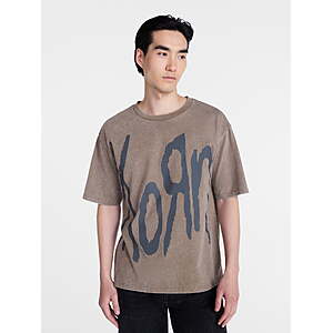 $7.01-$8.19, L, XL, WM, Korn Men's & Big Men's Front & Back Mineral Wash Graphic T-Shirt,