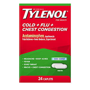 (Get $2 Walmart Cash) Tylenol Cold + Flu + Chest Congestion Caplets, Non-Drowsy, 24 Count $6.88