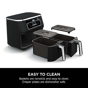 Ninja Foodi Air Fryer 8-Qt, DualZone FlexBasket, 4-in-1, Smart Finish, Cook 2 Foods 2 Ways, DZ100 Black~$109 @ Walmart~Free Shipping!